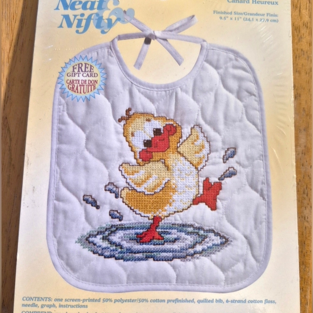 Just Ducky Stamped Cross Stitch Bib By Neat & Nifty By Janlynn